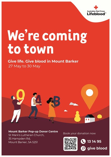 Mount Barker Pop up Donor Centre Poster